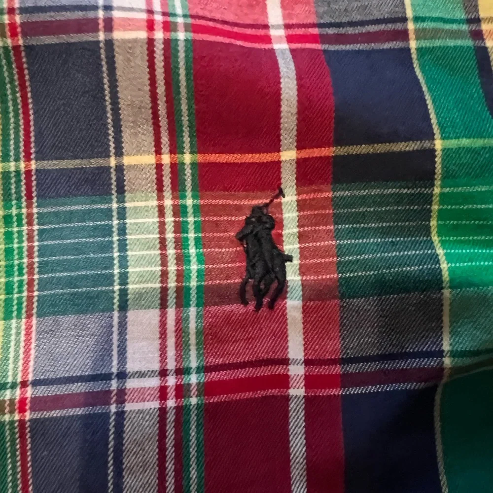 Ralph Lauren Boys Plaid Button-Down Shirt - Green, Red, Blue Medium (10-12)